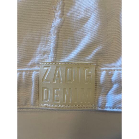 NWT: Zadig & Voltaire Kaely Destroy Denim Jacket in White Size L - Picture 13 of 15